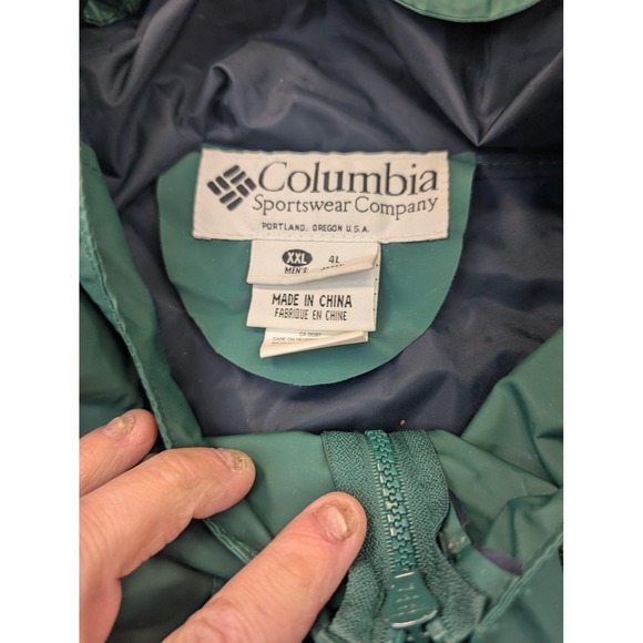 Columbia Jacket Mens 2XL Green Hooded Rain Parka Drawstring Outdoors Coat - Picture 5 of 12